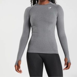 Long sleeve grey Gymshark workout top